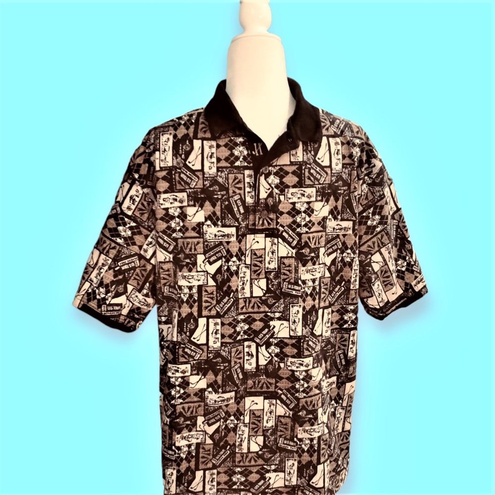 Rare Golf Graphic Polo Haggar-Golf Cotton Excellent Condition Sz L